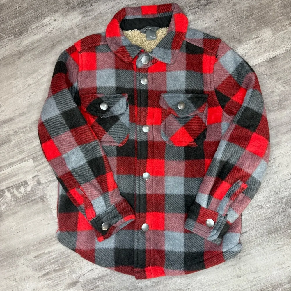 Eddie Bauer Kids Red and Gray‎ Plaid Shirt Size 4/5